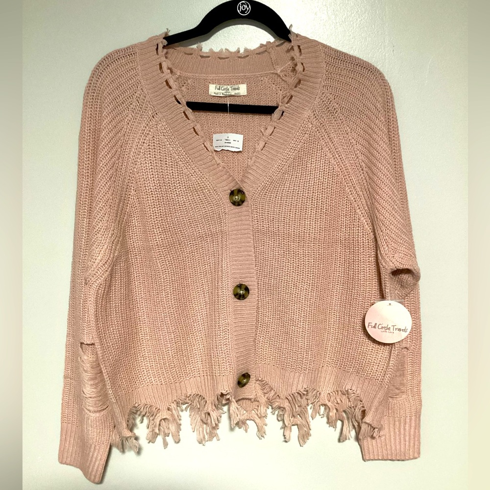 Sweater Women Full Circle Trends Knitted 100% Acrylic Size Small Pink Fall